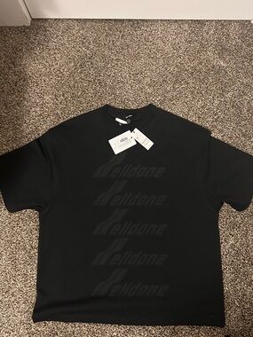 WE11done Black Tonal Logo Short-Sleeve Tee